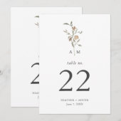 Minimalistisch Boho Botanicals Tafelnummer (Voorkant / Achterkant)