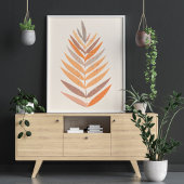Minimalistisch Boho Botanische Leaf Neutral Earth  Poster