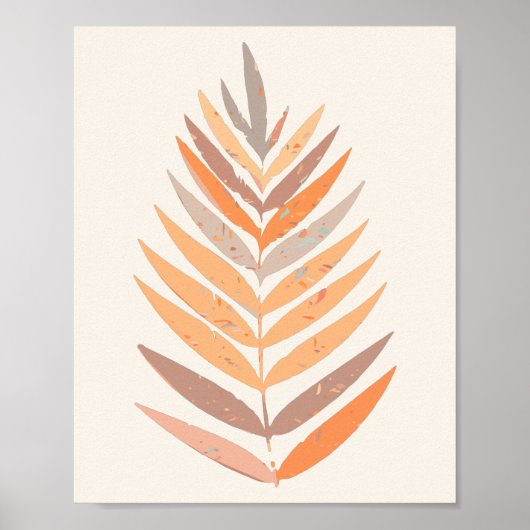Minimalistisch Boho Botanische Leaf Neutral Earth  Poster (Voorkant)