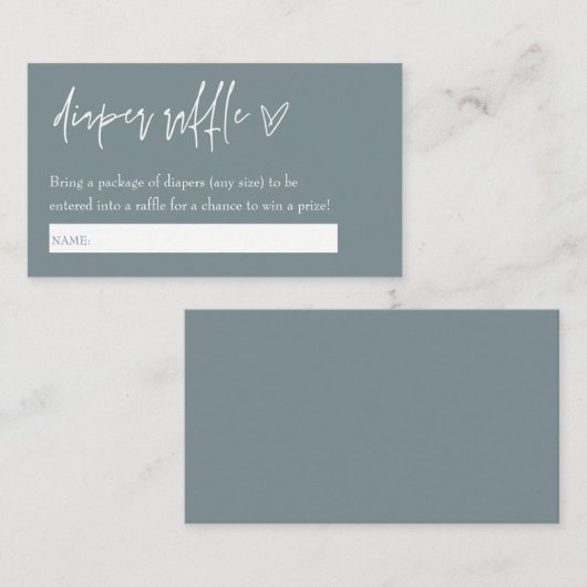 Minimalistisch Boho Boy Blue Hallo Diaper Raffle Informatiekaartje (Voorkant / Achterkant)
