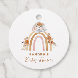 Minimalistisch Boho Bunny Regenboog Bloemen Baby s Bedankjes Labels