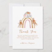 Minimalistisch Boho Bunny Regenboog Bloemen Baby s Bedankkaart (Voorkant)
