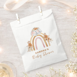 Minimalistisch Boho Bunny Regenboog Bloemen Baby s Bedankzakje