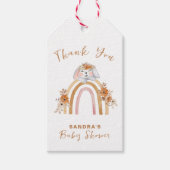 Minimalistisch Boho Bunny Regenboog Bloemen Baby s Cadeaulabel (Voorkant)