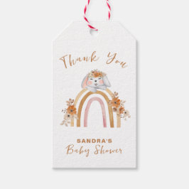 Minimalistisch Boho Bunny Regenboog Bloemen Baby s Cadeaulabel