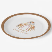 Minimalistisch Boho Bunny Regenboog Bloemen Baby s Papieren Bordje (Gekanteld)