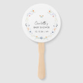 Minimalistisch Boho Butterfly Wildflower Baby show Handwaaier (Achterkant)