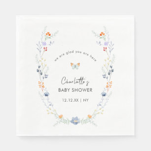 Minimalistisch Boho Butterfly Wildflower Baby show Servet