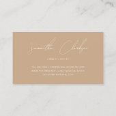 Minimalistisch Boho Cream Beige Handgeschreven Scr Visitekaartje (Achterkant)