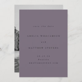 Minimalistisch Boho Dusty Paars Photo Wedding Save The Date