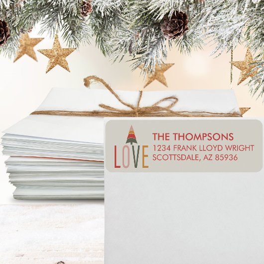 Minimalistisch Boho eenvoudig retouradres Kerstmis Etiket