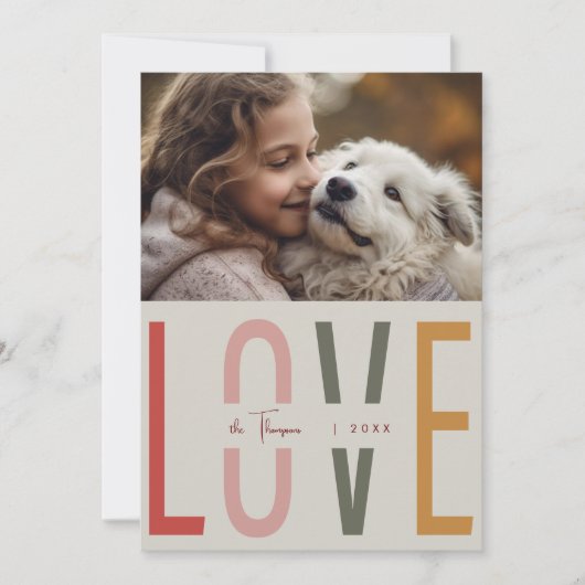 Minimalistisch Boho eenvoudig warm aangepaste fami Feestdagenkaart (Voorkant)