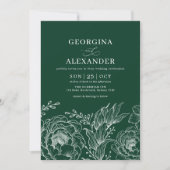 Minimalistisch Boho Emerald Green White Wedding Kaart (Voorkant)