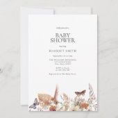 Minimalistisch Boho Floral Baby shower Kaart (Voorkant)