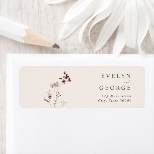 Minimalistisch Boho Floral Bruiloft retouradres Etiket (Insitu)