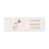 Minimalistisch Boho Floral Bruiloft retouradres Etiket (Voorkant)