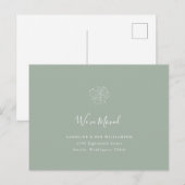 Minimalistisch Boho Floral Moved Address Sage Gree Briefkaart (Voorkant / Achterkant)