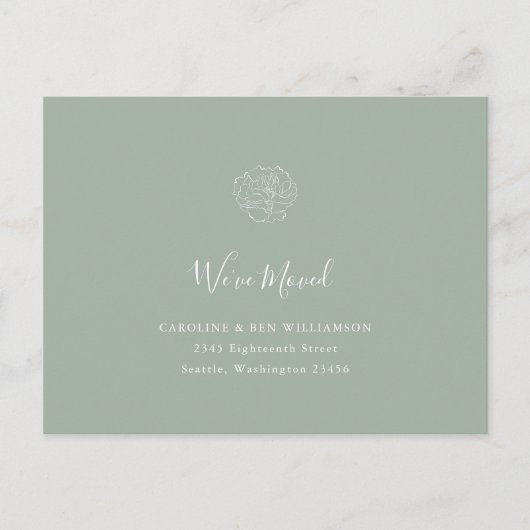Minimalistisch Boho Floral Moved Address Sage Gree Briefkaart (Voorkant)