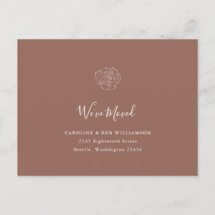 Minimalistisch Boho Floral Terracotta Moved Adres Briefkaart