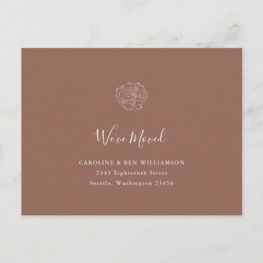 Minimalistisch Boho Floral Terracotta Moved Adres Briefkaart (Voorkant)