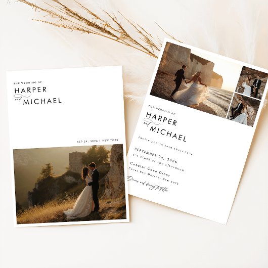 Minimalistisch Boho-fotohuwelijk Kaart