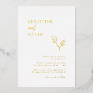 Minimalistisch Boho Gold Foil Wedding Folie Uitnodiging