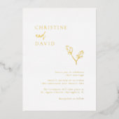 Minimalistisch Boho Gold Foil Wedding Folie Uitnodiging (Voorkant)
