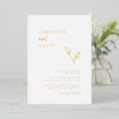 Minimalistisch Boho Gold Foil Wedding Folie Uitnodiging (Staand Voorkant)