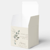 Minimalistisch Boho Gold Greenery Baby shower Bedankdoosjes (Geopend)