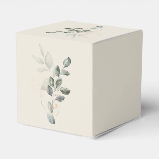 Minimalistisch Boho Gold Greenery Baby shower Bedankdoosjes (Achterkant)