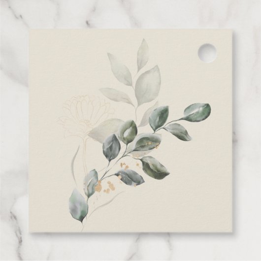 Minimalistisch Boho Gold Greenery Baby shower Bedankjes Labels (Achterkant)