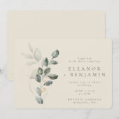 Minimalistisch Boho Green Eucalyptus Botanical Wed Kaart (Voorkant / Achterkant)