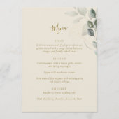 Minimalistisch Boho Green Eucalyptus Botanical Wed Menu (Voorkant)