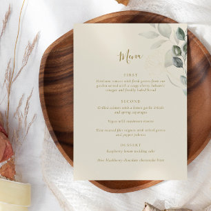 Minimalistisch Boho Green Eucalyptus Botanical Wed Menu