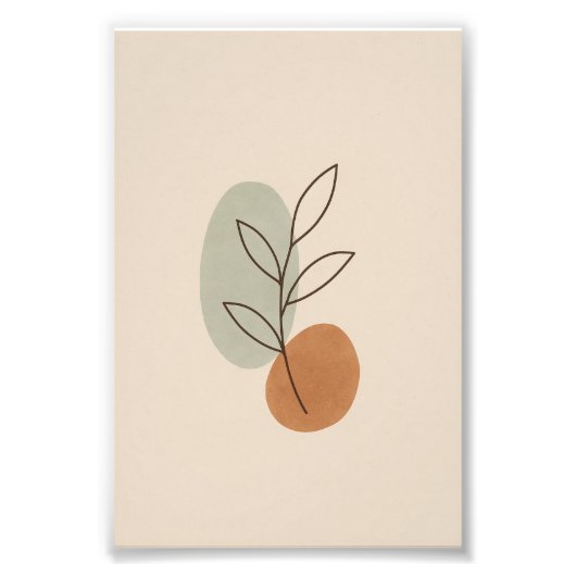 Minimalistisch Boho Leaf Poster (Voorkant)