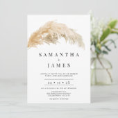 Minimalistisch Boho Light Pampas Grass Wedding Kaart (Staand voorkant)