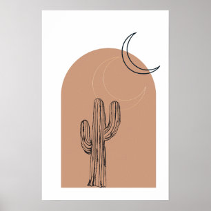 Minimalistisch Boho Line art Cactus Desert Poster