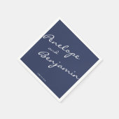 Minimalistisch Boho Navy Blue Script Weddenschap A Servet (Hoek)