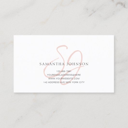 Minimalistisch Boho Oud Roos Monogram Script Visitekaartje (Achterkant)