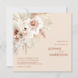 Minimalistisch Boho Pampas Grass Square Weddenscha Kaart