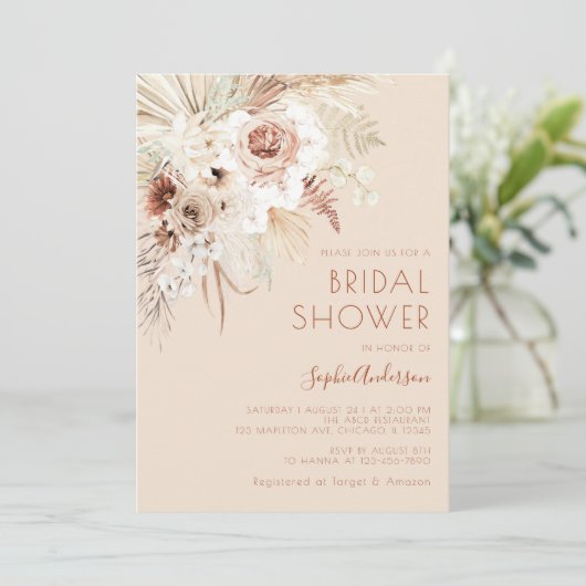 Minimalistisch Boho Pampas Grass Vrijgezellenfeest Kaart (Staand voorkant)