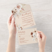 Minimalistisch Boho Pampas Grass Wedding All In One Uitnodiging (Afscheurbaar)