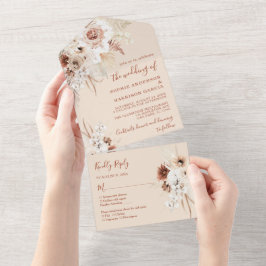 Minimalistisch Boho Pampas Grass Wedding All In One Uitnodiging