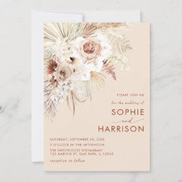 Minimalistisch Boho Pampas Grass Wedding Kaart