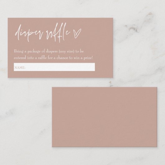 Minimalistisch Boho Pink Hallo Diaper Raffle Informatiekaartje (Voorkant / Achterkant)