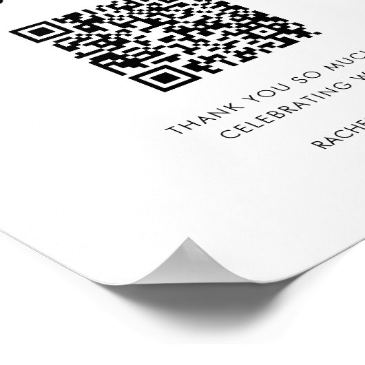 Minimalistisch Boho QR Code Honeymoon Fund Poster (Hoek)