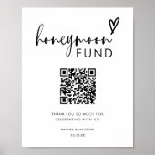 Minimalistisch Boho QR Code Honeymoon Fund Poster (Voorkant)