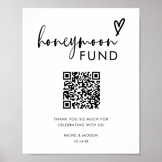 Minimalistisch Boho QR Code Honeymoon Fund Poster (Voorkant)