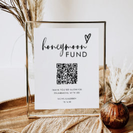 Minimalistisch Boho QR Code Honeymoon Fund Poster