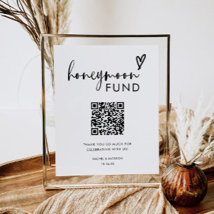 Minimalistisch Boho QR Code Honeymoon Fund Poster